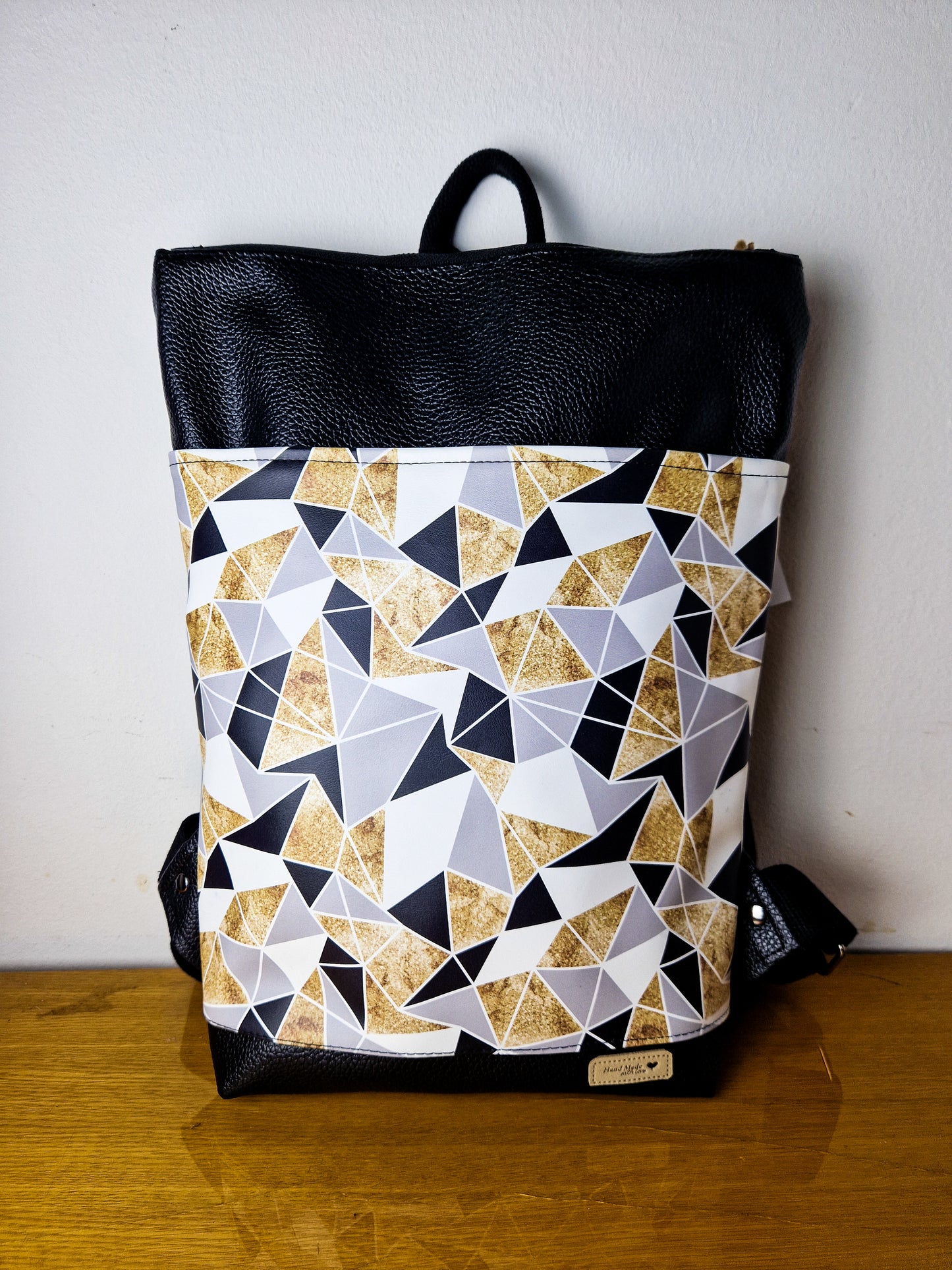 Cristina backpack with hidden geometric pocket