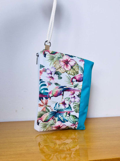 'Summer' Large White Parrot Clutch Bag