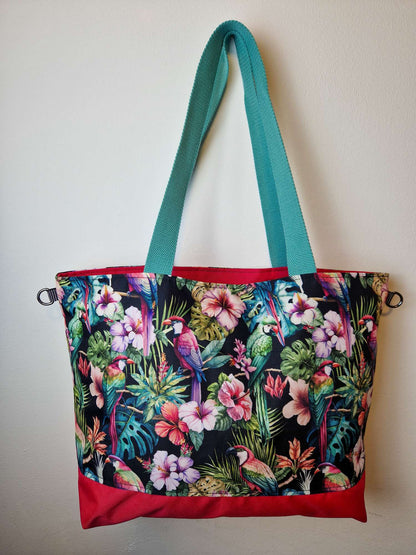 Black Parrots Beach Bag