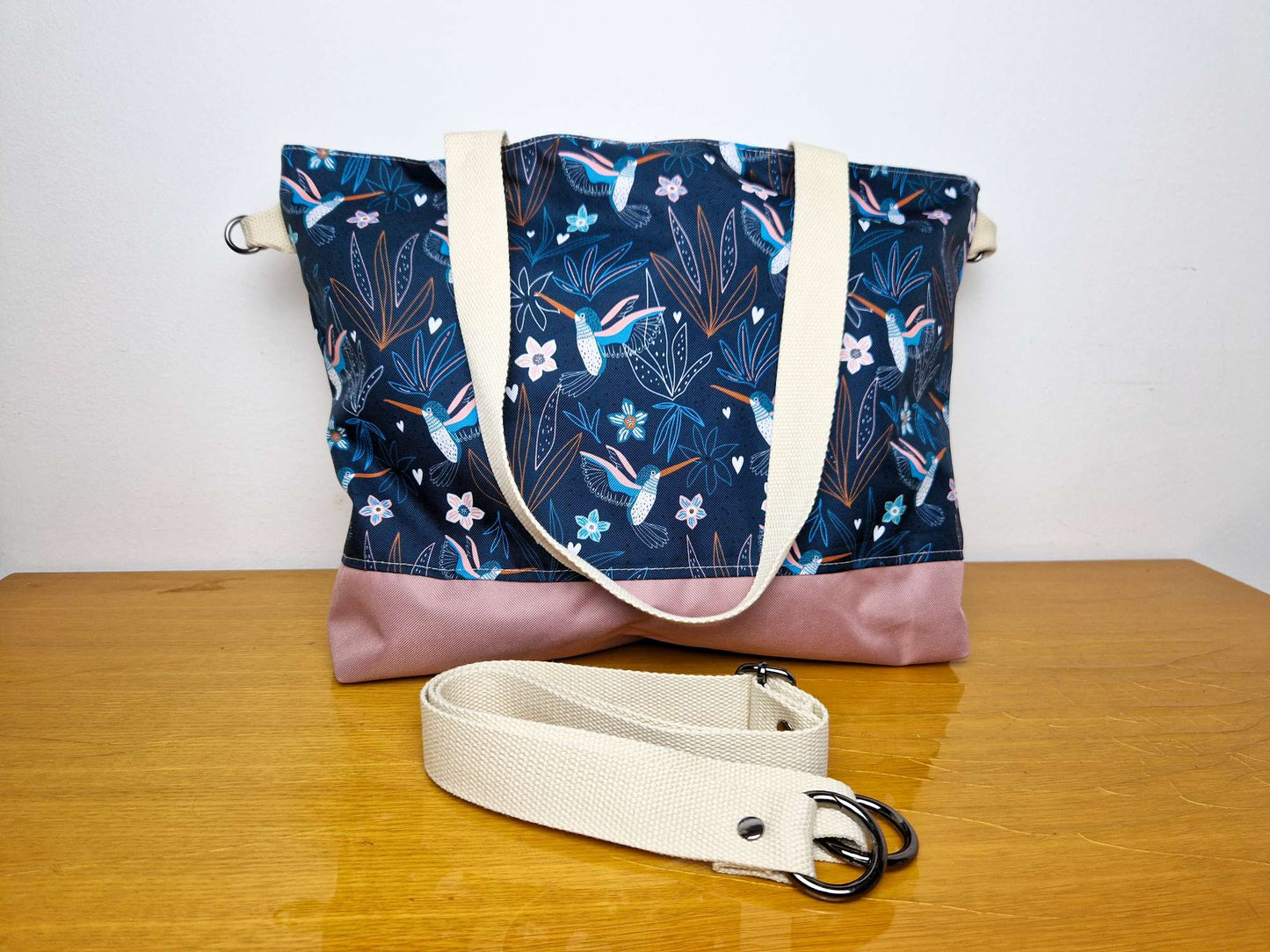 Coral Hummingbird Beach Bag